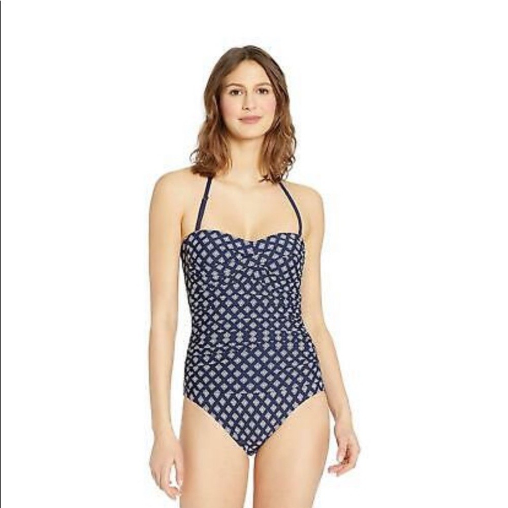 Anne Cole twist front bandeau one piece NWOT